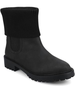Journee Collection Isabeau Knit Collar Chelsea Boot - Black