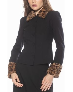 Alexia Admor Fran Faux Fur Trim Twill Jacket - Black
