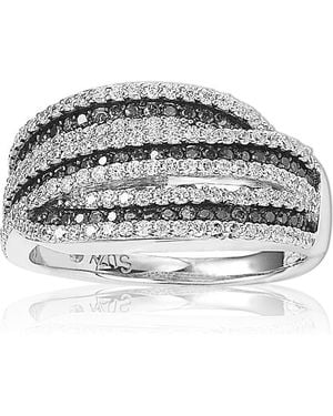 Suzy Levian Sterling Pave Set Cz Ring - Black