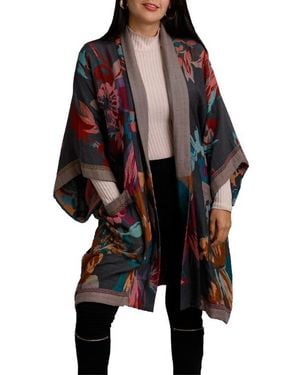 Saachi Keisha Long Floral Pattern Duster Jacket - Black