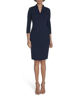 Calvin Klein Split Neck Sheath Dress - Blue