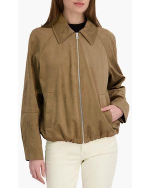 Tahari Kora Faux Suede Jacket - Brown