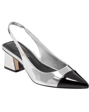 Marc Fisher Mirrored Block Heel Slingback Pump - Metallic