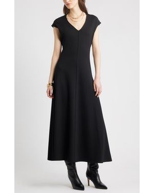 Nordstrom Cap Sleeve Fit & Flare Dress - Black