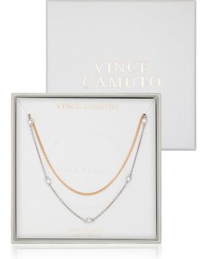 Vince Camuto Mixed Metal Cubic Zirconia Station Necklace - White