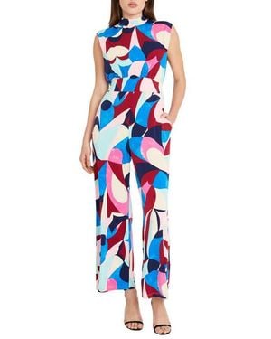 Donna Morgan Straight Leg Jumpsuit - Blue