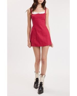 Sky To Moon Ruffle Trim Sleeveless Minidress - Red