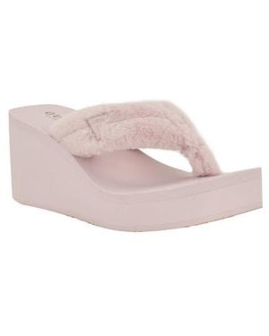 Guess Sabinn Faux Fur Wedge Sandal - Pink
