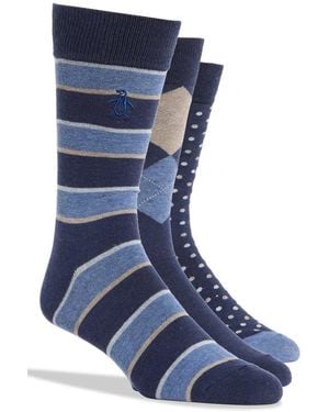 Original Penguin Gilbert Dot Crew Socks - Blue