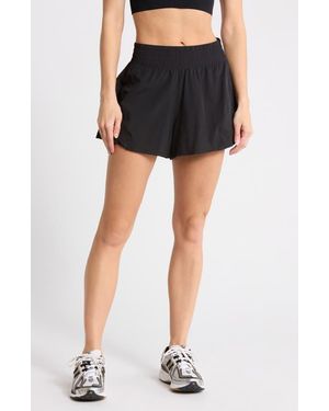 90 Degrees Lightstreme High Waist Layered Running Shorts - Black