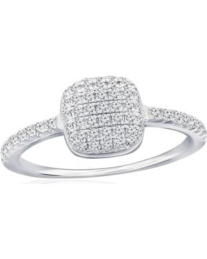 Simona Square Pavé Cubic Zirconia Ring - White