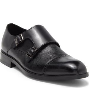 Nordstrom Rack Watson Double Monk Cap Toe Leather Shoe - Black