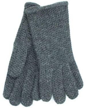 Portolano Honeycomb Knit Wool Blend Gloves - Gray