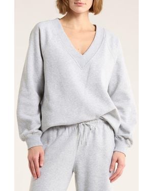 Abound Oversized V-Neck Fleece Sweatshirt - Gray