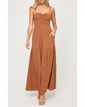 LSPACE Mallorca Smocked Cover-Up Maxi Dress - Brown