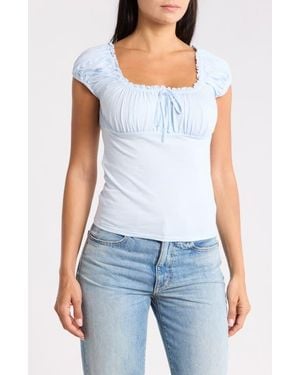 Abound Cap Sleeve Ruched Top - Blue