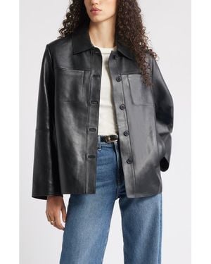 Nordstrom Leather Shirt Jacket - Black