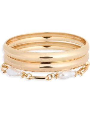 Nordstrom Rack Faux Pearl Bangle Bracelet - Metallic