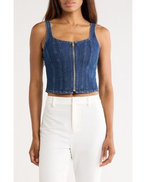 L'Agence Elysia Zip Corset Denim Tank - Blue