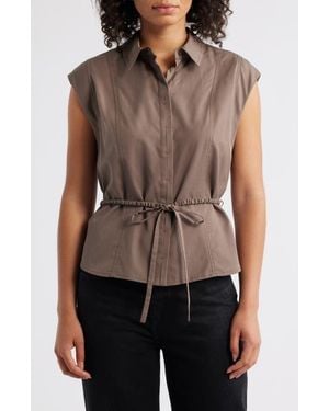 Wit & Wisdom Cap Sleeve Peplum Top - Brown