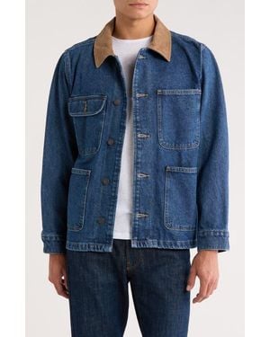 Lucky Brand Corduroy Collar Denim Field Jacket - Blue