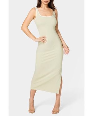 Bebe Contrast Square Neck Ribbed Maxi Tank Dress - Yellow