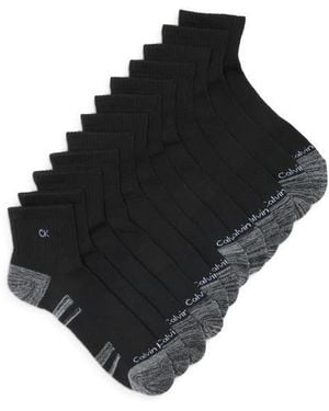 Calvin Klein 6-Pack Cushion Quarter Socks - Black