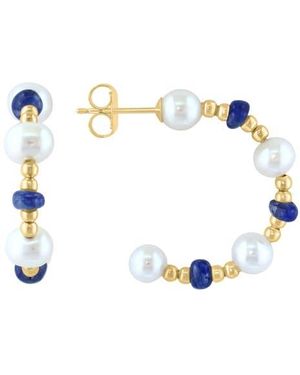 Effy 14K 3.5–4.5Mm Freshwater Pearl & Sapphire Beaded Hoop Earrings - Multicolor