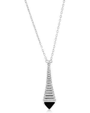Suzy Levian Eiffel Tower Pavé Cubic Zirconia & Enamel Pendant Necklace - White