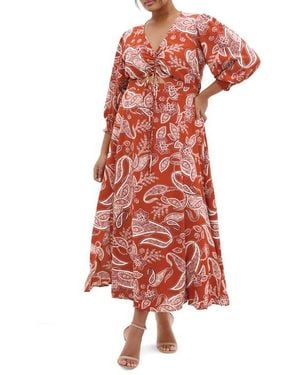 City Chic Jessie Print Maxi Dress - Red