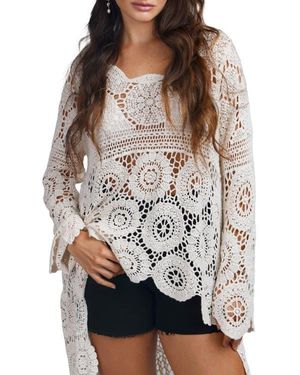 Saachi Crocheted High-Low Cover-Up - Gray