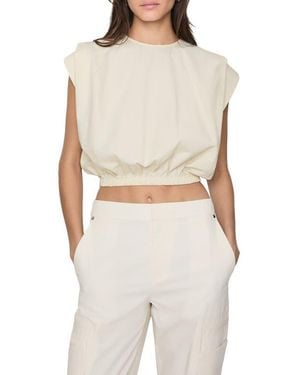 Rebecca Minkoff Holly Pleated Poplin Crop Top - Natural