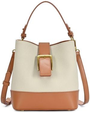 Rachel Zoe Canvas Buckle Bucket Bag - Natural