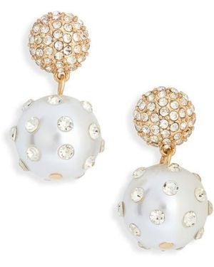 Nordstrom Rack Crystal Faux Pearl Drop Earrings - Metallic