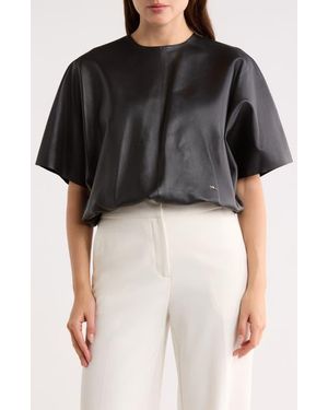 Longchamp Dolman Sleeve Leather Top - Black