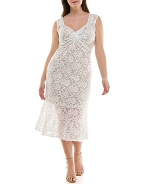 Nicole Miller Stretch Lace Bodycon Dress - White
