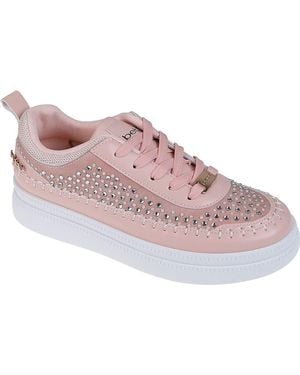 Bebe Faux Pearl Crystal Embellished Sneaker - Pink