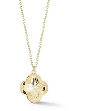 Ember Fine Jewelry 14K Textured Clover Pendant Necklace - Metallic