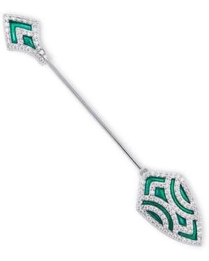 Savvy Cie Jewels Enamel Arrow Head Brooch - Blue