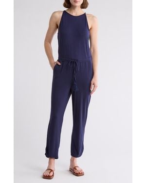Tart Collections Linda Ruched Straight Leg Jumpsuit - Blue