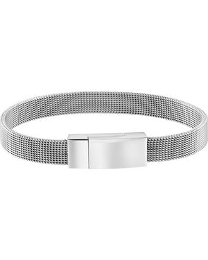 Geoffrey Beene Stainless Steel Mesh Chain Bracelet - Metallic