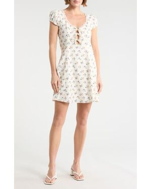 Wayf Linen Blend Minidress - White