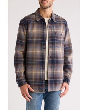 Weatherproof Plaid Flannel Fleece Bonded Shirt Jacket - Gray