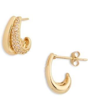 Nordstrom Rack Pavé Cubic Zirconia J Huggie Hoop Earrings - Metallic