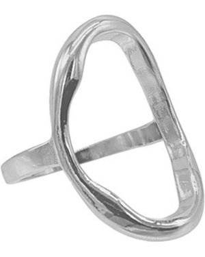 Adornia Open Hammered Oval Ring - Gray