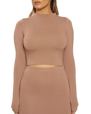 Naked Wardrobe The Nw Crop Top - Brown