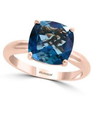 Effy 14K Rose Cushion Cut London Topaz Ring - Blue