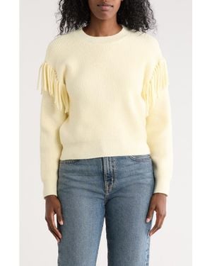 Nicole Miller Fringed Pullover Sweater - Natural