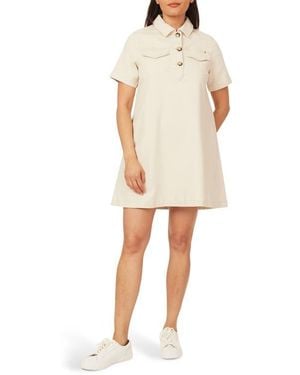 Scotch & Soda Short Sleeve Denim Polo Dress - Natural