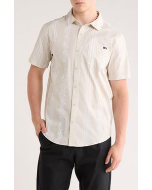 Hurley Short Sleeve Stretch Cotton Button-Down Shirt - White